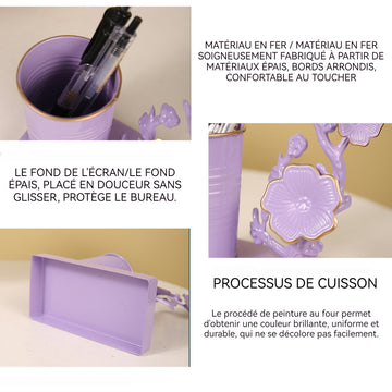 Ornements 14,5x14,5x7,5cm porte-plume simple en fer pour le bureau ornements décoratifs de bureau rangement petits objets decoratifs